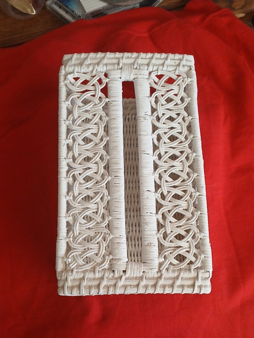White Wicker Tissue Box Cover